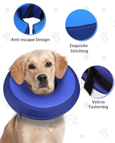 MIDOG Inflatable Dog Cone, Donut Recovery Collar After Surgery, Small | Soft inflatable donut e-collar; stops licking after surgery; pet eats & sees normally; neck 9-11 in (S); not for chewers - color: PinkBlue, size: Small (Neck:9"-10")