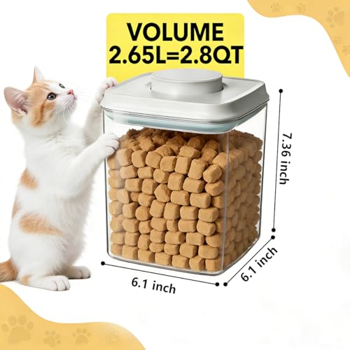 Airtight Dog Food Storage Container, 2.8 QT, One-Touch Pop Lid, BPA-Free | Clear Stackable Canister for Pet Food & Cat Treats - color: 2.8 Qt
