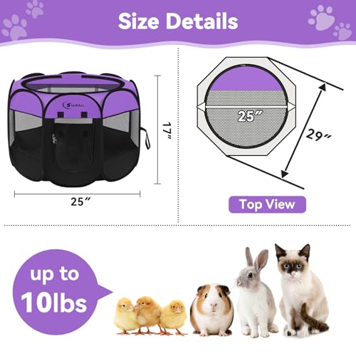 Siedihit Dog Cat Playpen, Puppy Pet Playpen, Small Dogs Tent Crates Cage | Indoor/Outdoor, Portable Pop Up Dog Kennel Playpen with Carrying Case for Dogs/Cats/Rabbits,Purple - color: Purple