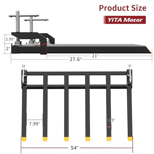 YITAMOTOR 4000lbs Clamp on Debris Forks Fits 60'' Tractor Bucket Loader | Heavy Duty Steel, Quick Attach Design, Fits Most Skid Steer Tractors Loader, Widely Used, 6 Fork Tines - size: 6 Debris Forks