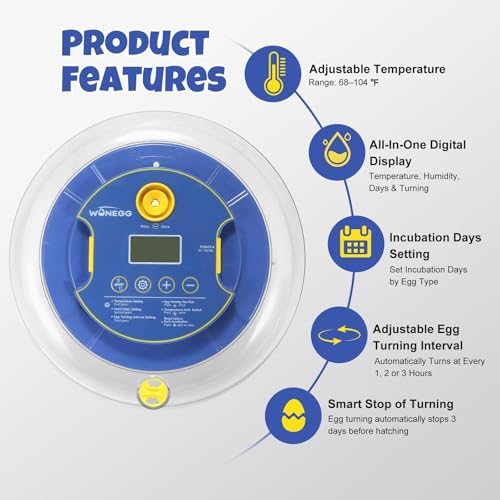 Nest III - 18 Egg Incubator for Hobbyists, Dual-Size Egg Trays, Multi-Level Adaptive Humidity & Temp Control, Custom Incubation Days, Auto Turning & Auto Stop, Integrated Digital Display, Candler - size: 18 Egg [Blue]
