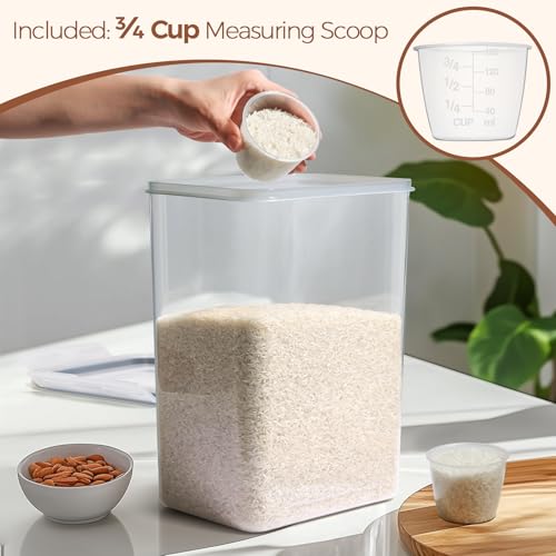ComSaf Airtight Rice Storage Container with Lid 10Qt 2Pack, Large Capacity | 9.5L Plastic Food Canister, Rice Sugar Flour Cereal Oats Pasta, Pantry Kitchen Cabinet, Label, Scoop, Rice Washer, BPA-free - size: 10Qt-Rectangle