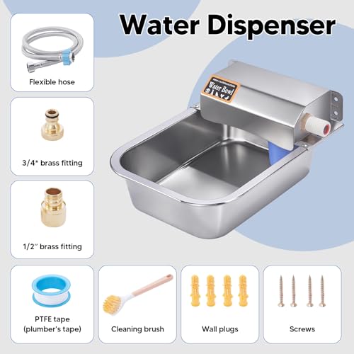 Automatic Water Dispenser for Dog, 3L Dog Water Bowl Dispenser, Stainless Steel Indoor/Outdoor Water Feeder Suitable for Dogs Livestock Chicken Horse, Easy to Clean - size: 3L