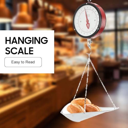Tongue Weight Scale, Hanging Scale with Removable Tray, 22lb Capacity | 8.27-inch Double Sided Dial, Ideal for Farm, Market, Warehouse, or Workshop, No Battery Needed, Heavy Duty