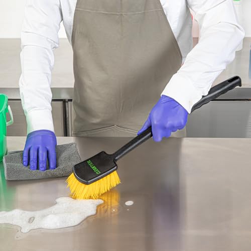 Restaurantware Scrub Brush 4 Count of 20 Inch Long Handled Scrubbing Brush, Ergonomic Design, Stiff Yellow Plastic Bristles, for Commercial Kitchen, Restaurant Or Home - size: 20 1/2"