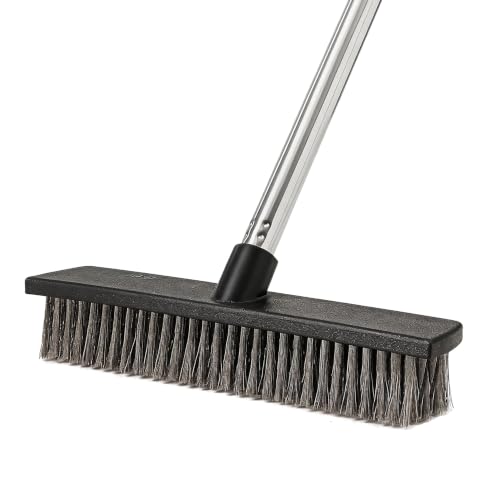 Eyliden Push Broom, 11.5-inch, Heavy Duty Moss Wire Scrub Brush | Stainless Steel Bristles, 65" Long Handle, for Deck, Floor, Concrete, Roof, Patio, Pool, Outdoor Cleaning