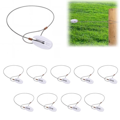 Electric Fence Corner Insulators, End Post Insulator Fiberglass Material for polywire White 10 pcs - size: 10 pcs