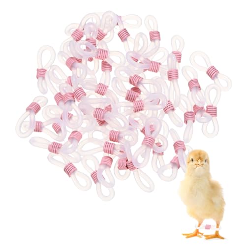 M METERXITY 50-Pack Adjustable Chick Leg Bands, 0.79" x 0.2" Silicone Chicken Leg Brace for Chicks/Ducks/Birds [Pink] Poultry Leg Bands - color: Pink