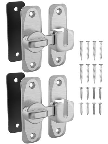 90/180 Degree Flip Barn Door Lock, Sliding Door Latch, Silver-2PC | Protect Privacy - Security Lock, Small Gate Latches Hardware for Barn, Garden, Bathroom, Cabinet, Window - color: Silver-2PCS