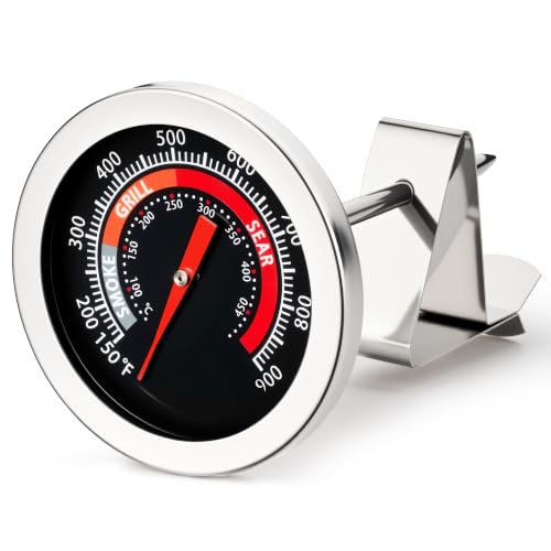 Thermometer Replacement for Big Green Egg, BGE Temperature Gauge for Big Green Egg,Grill Dome, Char-Griller Kamado, Stainless Steel 150-900°F with No-Fog Glass Lens (2" for BGE) - size: 2" for BGE
