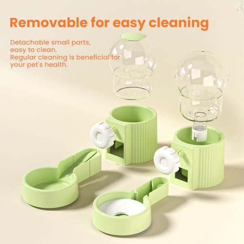 38oz Rabbit Water Dispenser and Feeder Set(Green) | Large Hanging Automatic Food Water Dispenser, for Bunny Guinea Pig Chinchilla Ferret Cage Accessories - color: Green