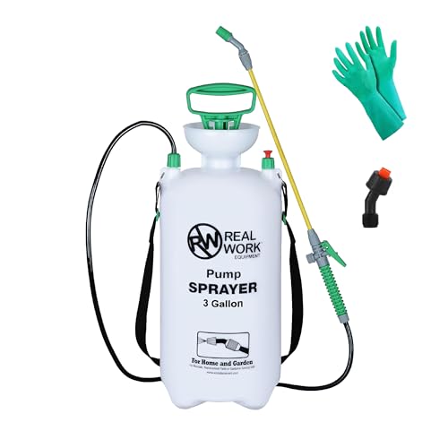 REALWORK 3-Gallon Handheld Tank Sprayer with Carry Handle and Shoulder Strap for Pests & Weeds, Watering Garden, and Spraying Plants, in Translucent White - size: 3 gallon