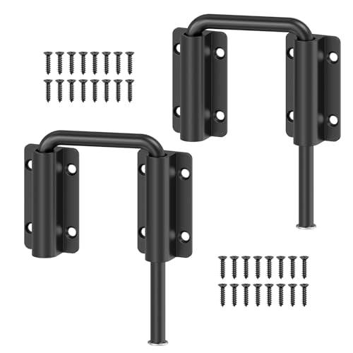 Upgraded Sliding Door Loop Lock, Barn Door latch-Black-2PCS | 2.38″ Multi-Angle Locks for 90/180 Degree Aluminum Alloy Security Gate Latches for Fence, Window, Closet, Bedroom, Screen - color: Black-2PCS