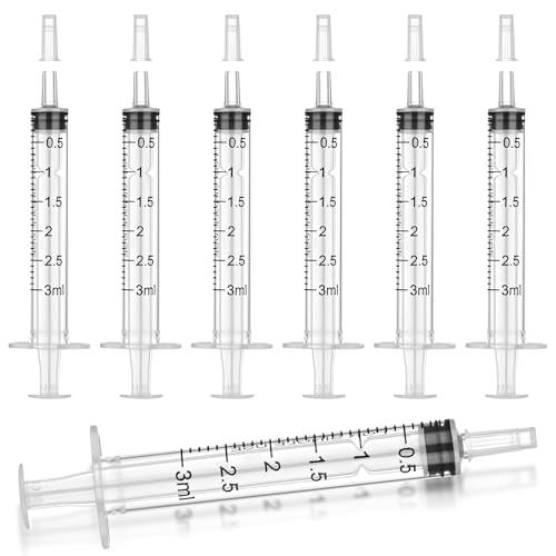 12Pack 3ml Syringes with Cap, Oral Syringe without Needle for Liquid, Measuring, Refilling, Oil, Glue Applicator - style: 3ML