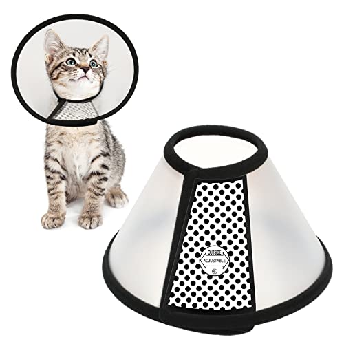Depets Adjustable Recovery Pet Cone E-Collar for Cats Kittens Rabbits, Plastic Elizabeth Protective Collar Wound Healing Practical Neck Cover, Neck Girth 6.1 in