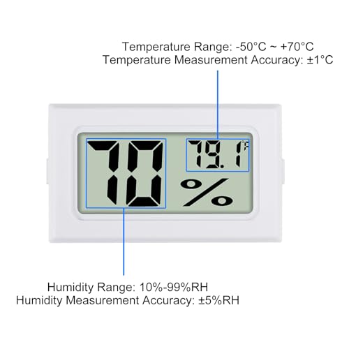 3Pcs Mini Digital Thermometer Hygrometer Electronic Temperature Humidity Gauge Meters Indoor LCD Display Fahrenheit for Greenhouse,Garden,Car Cellar and Office - color: White-3PCS