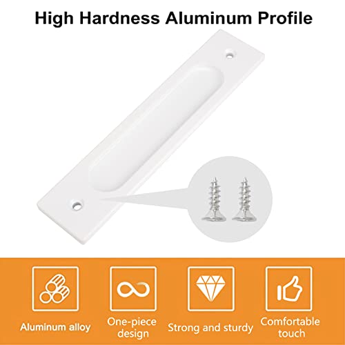 MOROBOR 180MM Rectangual Recessed Sliding Door Pulls, 2pcs Warm White Flush Pull Aluminum Alloy Closet Doors Finger Pulls with Mounting Screws for Sliding Barn Door - color: Warm White