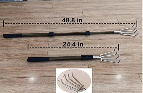 Stainless Steel Garden Claw rake Multifunctional rake, Lengthened Aluminum Alloy Handle, can be Used for Weeding and loosening the Soil in the Garden, and can Also be Used for Treasure Digging