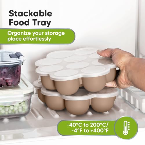 KeaBabies Silicone Food Freezer Trays with Lid, 2oz x 10 Pods (Chai Latte) | Baby Food Storage Containers, Easy Puree Meal Prep, Breast Milk Silicone Freezer Molds, Dishwasher, Microwave Safe, BPA-Free - color: Chai Latte