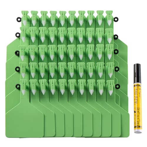 Blank One-Piece Cattle Ear Tags 50Pcs Large Size TPU Z Tags Ear Tags&Marker Pen for Livestock Identification Suitable for Cow,Sheep,Goat,Pig (Green-B) - color: Green-b