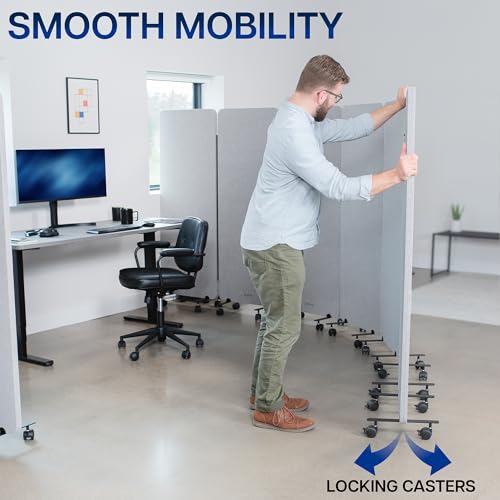 VIVO Freestanding 145 x 66 inch Privacy Panel System, Mobile Cubicle Divider, Acoustic Wall Partition, x6 24 inch Panels, Gray, PP-KIT-T145G-M - size: 145"