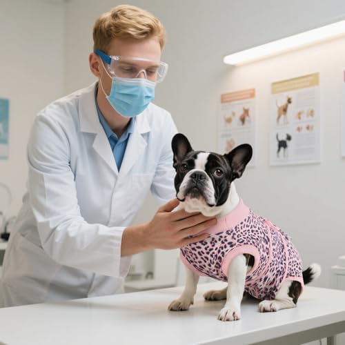 Kuoser Dog Surgery Suit, Female Dog Recovery Suit Doggie Onesie for Surgery | Comfy Recovery Suit for Dogs, Post-Op Onesie for Female & Male Dogs, Soft Protective Wear - color: B-Pink Leopard, size: S (Back:11.4-13.4'', Weight:7-15 LB)