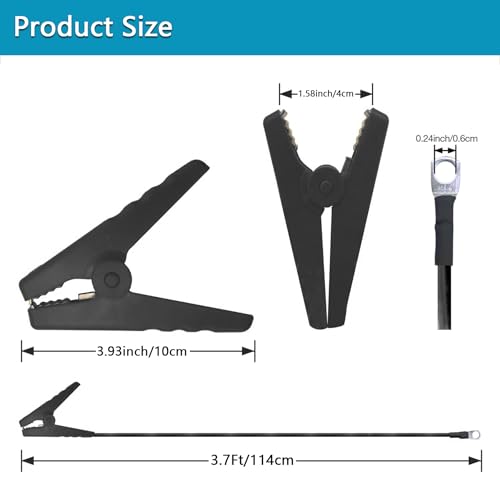 Electric Fence Wire - Grounding Rod, Connect The Energizer and Electric Fence Charger Solar Powered, Solar Electric Fence Lead Wire with Alligator Clip, for Generator Electric Fence - size: Ground Rod with 2pcs 3.7ft Wire