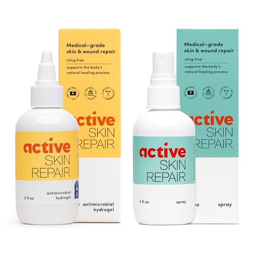 Active Skin Repair First Aid Hydrogel and Spray Bundle, 3 oz Each | Medical grade hypochlorous acid, natural and non-toxic, first aid bundle, minor cuts, wounds, scrapes, rashes, sunburns - color: Combo, size: 3 Fl Oz (Pack of 2)