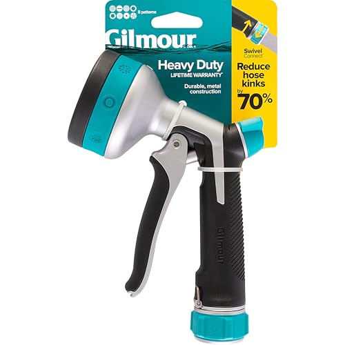 Gilmour Heavy Duty Front Control Garden Hose Nozzle with 8 Pre-set Spray Patterns, Water Hose Nozzle for Watering Garden or Lawn