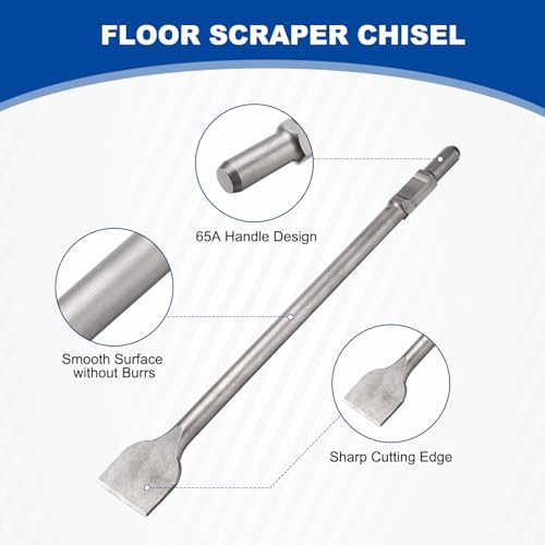 HARFINGTON 65A Shank Floor Scraper Chisel 23.6" x 2.97" Steel Jack Hammer Chisel Bit for Electric Demolition Gardening Landscaping Digging Cutting - size: 23.6" x 2.97"
