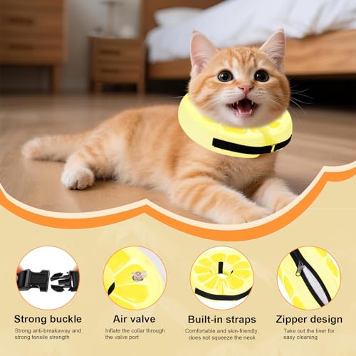 Adjustable Inflatable Dog Cone Collar for Surgery Recovery, Soft Cone for Dogs & Cats, Portable & Washable Dog Donut Collar, Large Cat Cone E Collar (Yellow XL) - color: Lemon Slice, size: XL