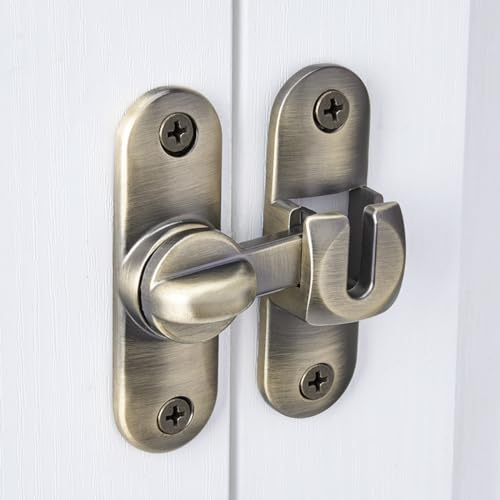 Bronze 90/180 Degree Barn Door Latches,Flip Gate Lock | Zinc Alloy Flip Gate Latches,Right Angle Door Lock,for bedroom,garage,sliding door,window,cabinet,drawer,pet enclosures - color: Bronze