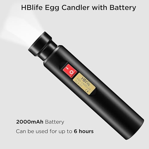 HBlife Egg Candler Wireless Rechargeable LED Bright Cool Light, Egg Candler Tester for Monitoring Eggs Development with 2 Soft Rubber