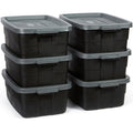 Rubbermaid 6-Pack Totes for Storage with Lids, Heavy Duty Plastic Storage Bins with Lids, Black Gray, 10 GAL - Stackable for Garage, Attic, Camping (10 GAL - 6 Pack Solid Black and Grey) - size: 10 Gal - 6 Pack