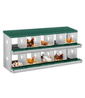 10 Compartment Chicken Nesting Boxes, Metal Roll Away Egg Laying Boxes with Removable Tray & Lid Cover, Chicken Coop Nest Box for Hens, Egg Protection Design (Without Legs) Green - color: Green, size: 10 hole - without leg