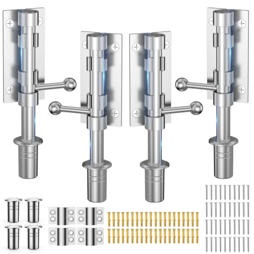 6.3 Inch Slide Bolt Gate Latch, Barrel Bolt Latch, 4 Pack-Silver | Heavy Duty Solid 304 Stainless Steel Door Lock for Wooden Fence/Shed/Yard/Barn Door/Interior and Outdoor - color: 4 Pack-Silver