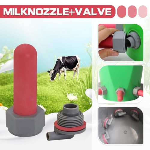 3PCS Soft Rubber Calf Feeder Nursing Nipple Teats | Pacifier with Anti-Backflow Fixed Base, Replacement Bottle Nipples for Newborn Calf Goat Pig Horse Donkey Farm Animal Feeding - color: GREY