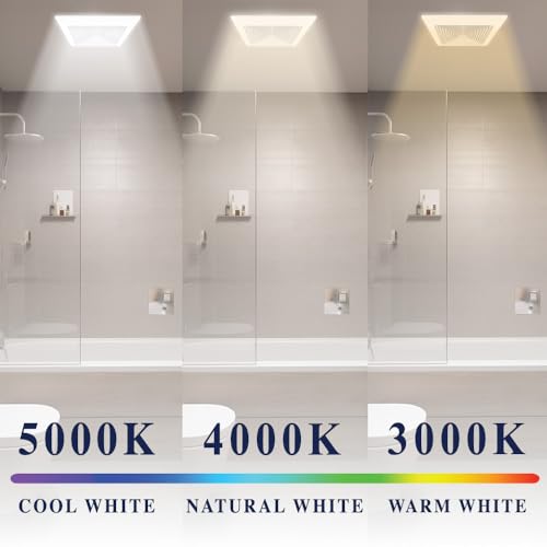 BV LED Bathroom Exhaust Fan With Light 90CFM - 0.8 Sones, Ultra Quiet, 800lm | Bathroom Vent Fan 3000K/4000K/5000K, Covers up to 80-90 Sq. Ft. | 4 Inch Duct Collar, Easy Install & Replace - size: 90 CFM w/ LED