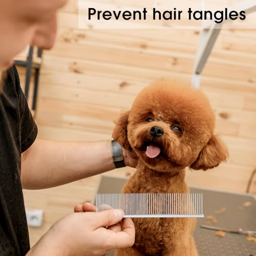 BEVTEE 3 Pcs Dog Combs for Grooming Matting, Greyhound Metal Comb for Cat | Removing Tangles Knots, Pet Grooming Tool, Stainless Steel Teeth Without Scratching the Skin for Pet Greyhound Poodle Doodle