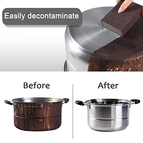 Krisler 8pc Brown Carborundum Sponge(thickness-1inch) | Stone Pot Clean Brush Rust Eraser Grit Scouring Pads Pot Cleaning Pads with Carborundum Washing Kitchen Cleaner Tool - size: Brown 1 Inch (Pack of 8)
