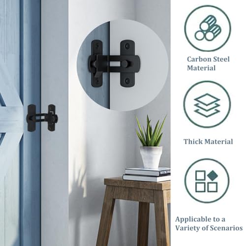 WAYDA Barn Door Lock, 90 Degree Right Stainless Steel Angle Door Latch Buckle for Doors and Windows | Sliding Gate Latches for Doors, Gates, Cabinets, Sheds, Fences Carbon Steel Gate Hardware