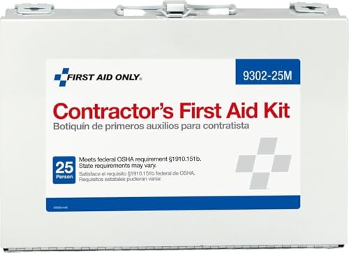 First Aid Only 9302-25M 25-Person Contractor's First Aid Kit for Home Renovation, Job Sites, and Construction Vehicles, 178 Pieces, Pack of 12 - style: Kit (Pack of 12)