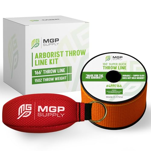 MGP SUPPLY Arborist Throw Line Kit | 15oz Throw Weight & 166ft Rope | Ultra Slick 100% Polyester Rope | Arborist Equipment For Tree Climbing - style: 15 Oz