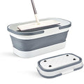 Goderewild Collapsible Bucket with Wheels 14L (3.7 Gallon) - Versatile and Durable for House Cleaning, Camping, and RV - Convenient Rectangular Mop Cleaning Basket - Lightweight & Compact (14L-Grey) - color: 14l-grey