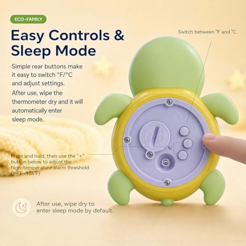 Lying Turtle Water Proof Baby Bath Thermometer for Baby Bathtub Safety | Floating Temperature Toy Water Thermometer, BPA Free, Baby Gift，New Baby Essentials，Animal Design - color: green