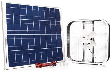 20" Box Fan Kit – 100W Solar Panel + On/Off Switch – 12" Blade for Off-Grid Cooling in S