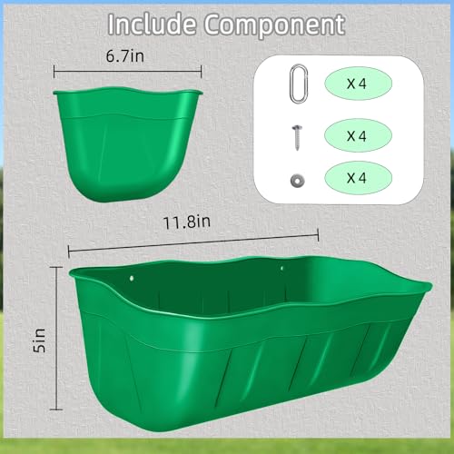 Chicken Feeder Waterer,Hanging Goat Feeders,Feed Trough 3.5 Quart 2 Pack,Hanging Fence Feed Trough for Poultry Livestock,Green - color: Green, size: 3.5 Quart (2 Pack)