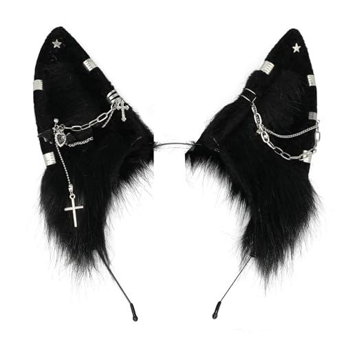 Handmade Wolf Ears Headband Fox Ear Hairband Wolf Cosplay Props - color: Black