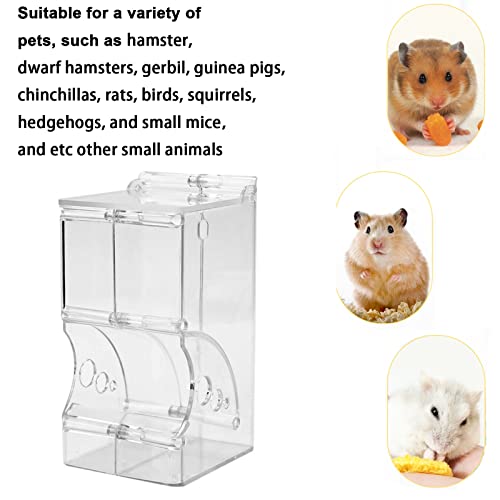 2Pcs Hamster Automatic Feeder 300ml with Brackets | Food Dispenser, Small Animals Food Bowl for Dwarf, Guinea Pig, Chinchilla, Gerbil, Bird, Hedgehog,F erret with 2 Spoons