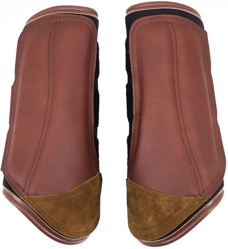 Jeereal Brushing Horse Boots Equine Boots | Protective Gear and Training Equipment | Neoprene,Waterproof Cloth and Genuine Leather Made of (Coffee, Cob (Medium)) - color: Coffee, size: Cob (Medium)